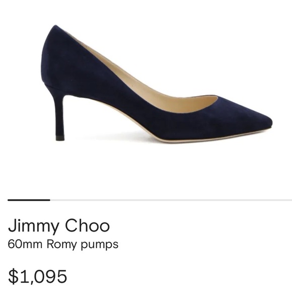 Jimmy Choo Romy 40mm Suede Pumps Navy Blue Heels Size 38.5 - Picture 2 of 12